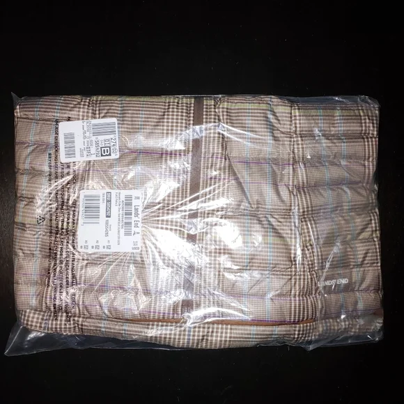 Lands' End Down Vest Light Brown Beige Glen Plaid size PS Petite 8 P6 P8 6P 8P - Picture 7 of 7